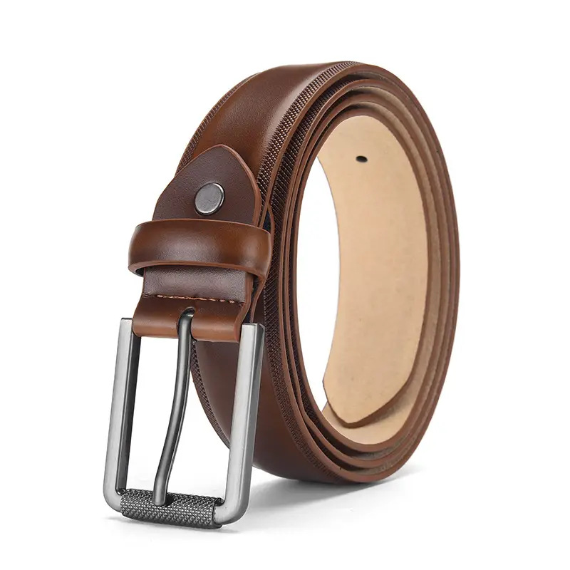 Men's Brown Genuine Leather Pin Buckle Belt - Image 4
