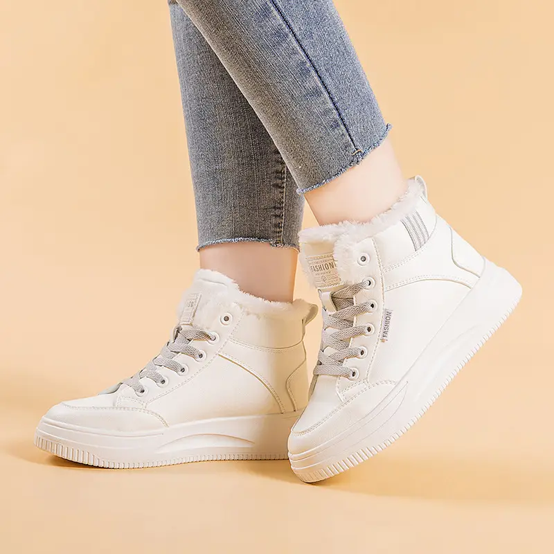 2025 New Winter High-Top Thick-Soled Sneakers, Non-Slip, Wear-Resistant, Warm Casual Shoes, Women's Velvet Thickeneded Cotton Shoes - Image 5