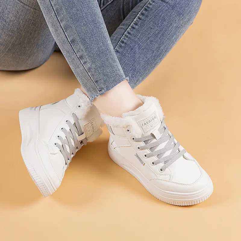 2025 New Winter High-Top Thick-Soled Sneakers, Non-Slip, Wear-Resistant, Warm Casual Shoes, Women's Velvet Thickeneded Cotton Shoes - Image 6
