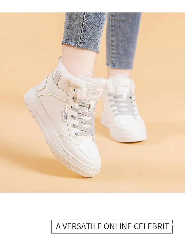 2025 New Winter High-Top Thick-Soled Sneakers, Non-Slip, Wear-Resistant, Warm Casual Shoes, Women's Velvet Thickeneded Cotton Shoes — feature 13