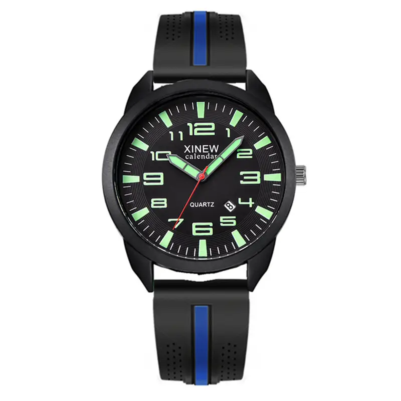 Men Xinew Black Red Quartz Watch with Green Dial - Image 2