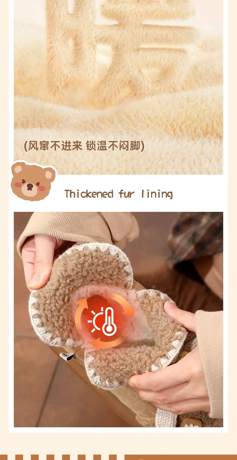 Women's Winter Cartoon Bear Bow Warm Cotton Slippers — feature 4