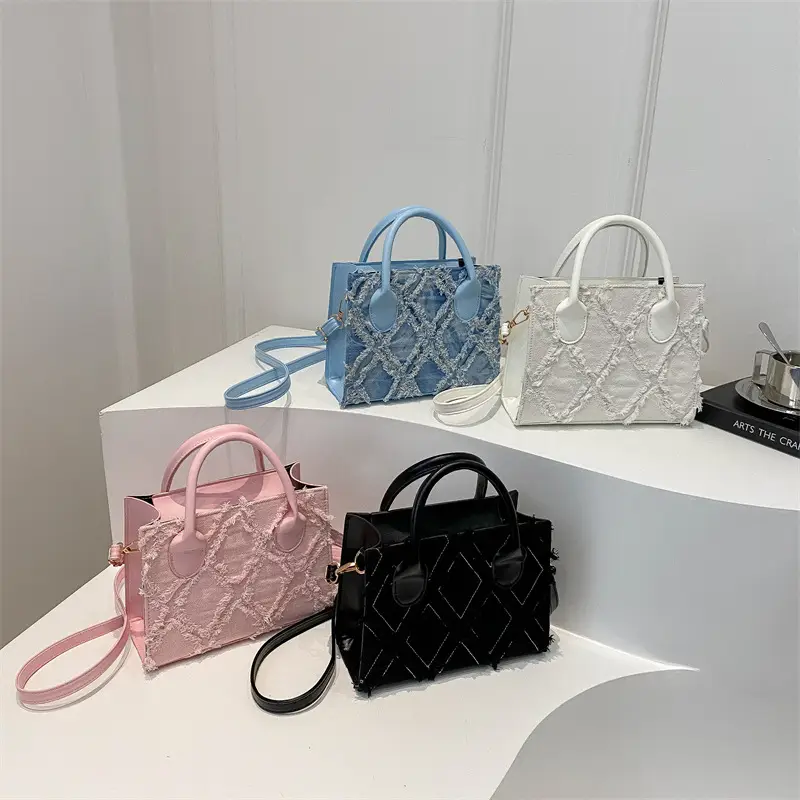 Women's White Embroidered Shoulder Bag with Zipper Closure - Image 8