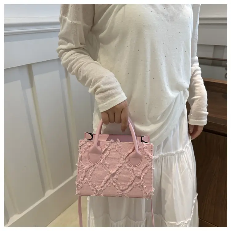 Women's White Embroidered Shoulder Bag with Zipper Closure — feature 20