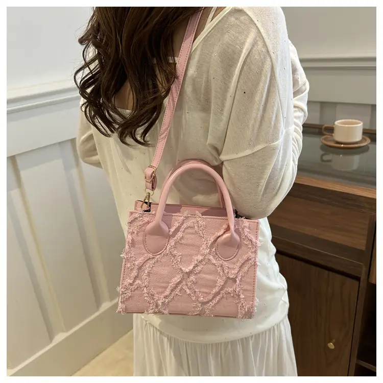 Women's White Embroidered Shoulder Bag with Zipper Closure — feature 21