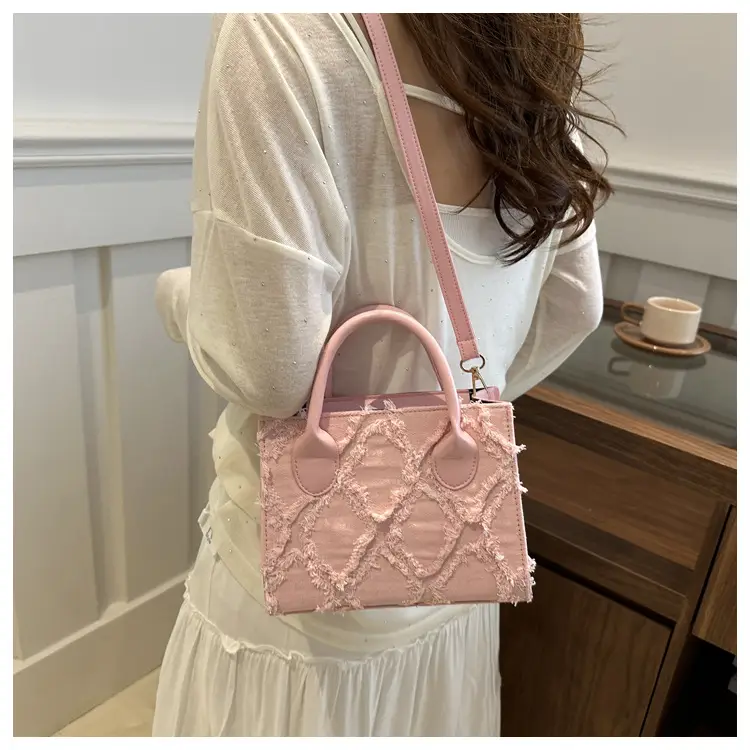 Women's White Embroidered Shoulder Bag with Zipper Closure — feature 22