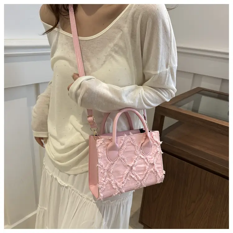 Women's White Embroidered Shoulder Bag with Zipper Closure — feature 23