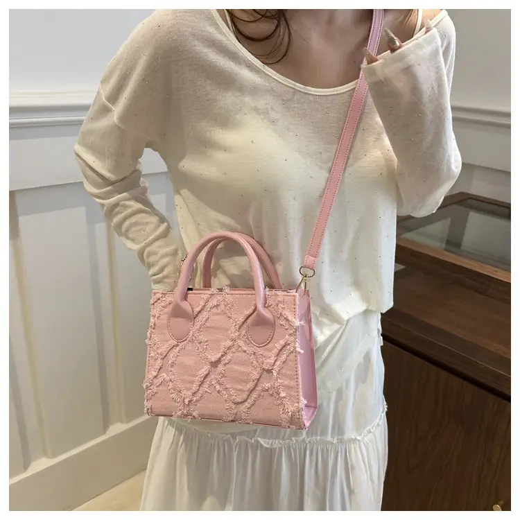 Women's White Embroidered Shoulder Bag with Zipper Closure — feature 24