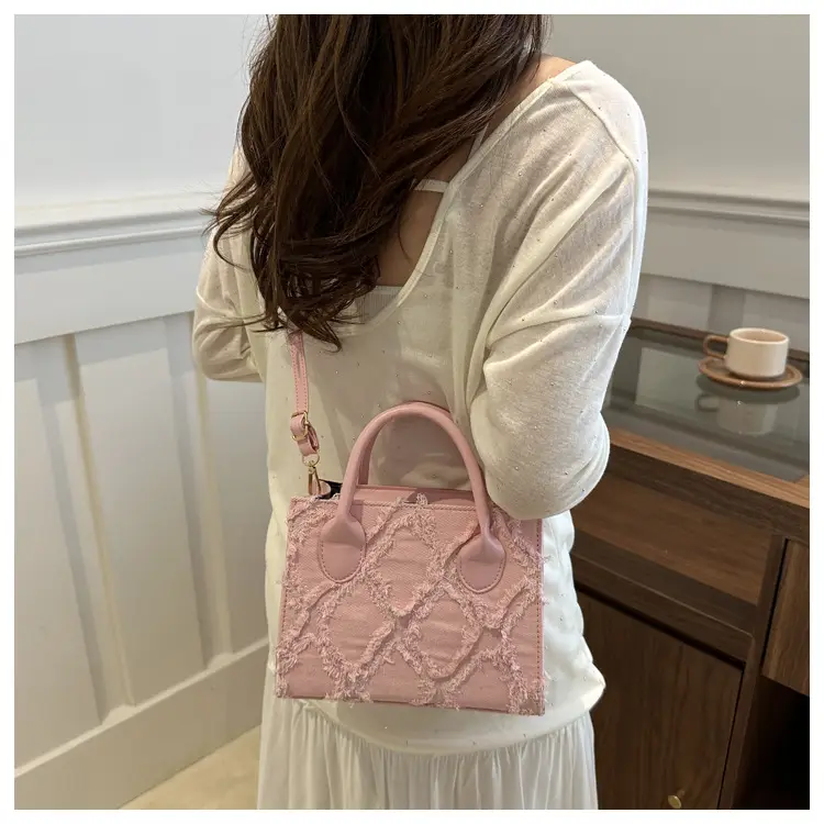 Women's White Embroidered Shoulder Bag with Zipper Closure — feature 25