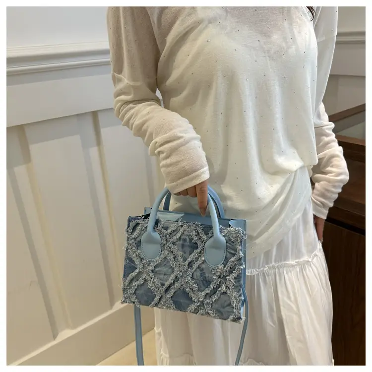 Women's White Embroidered Shoulder Bag with Zipper Closure — feature 26