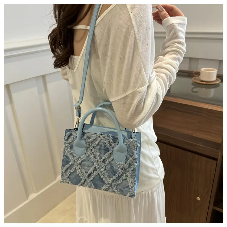 Women's White Embroidered Shoulder Bag with Zipper Closure — feature 29