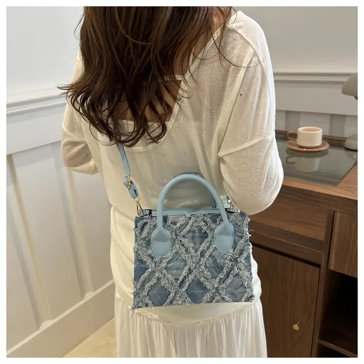 Women's White Embroidered Shoulder Bag with Zipper Closure — feature 30