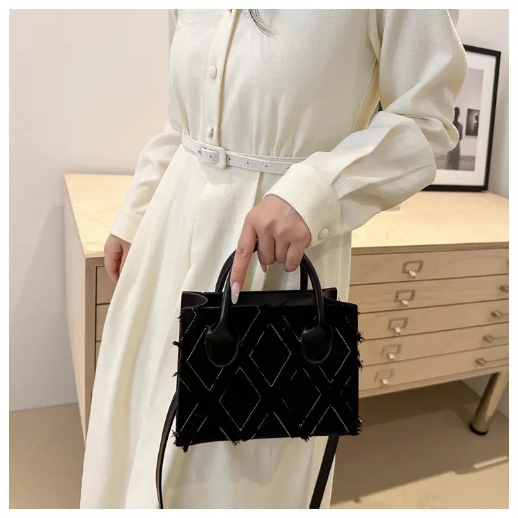 Women's White Embroidered Shoulder Bag with Zipper Closure — feature 31