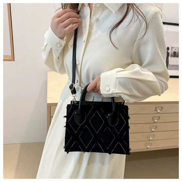 Women's White Embroidered Shoulder Bag with Zipper Closure — feature 33