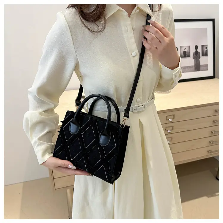Women's White Embroidered Shoulder Bag with Zipper Closure — feature 34