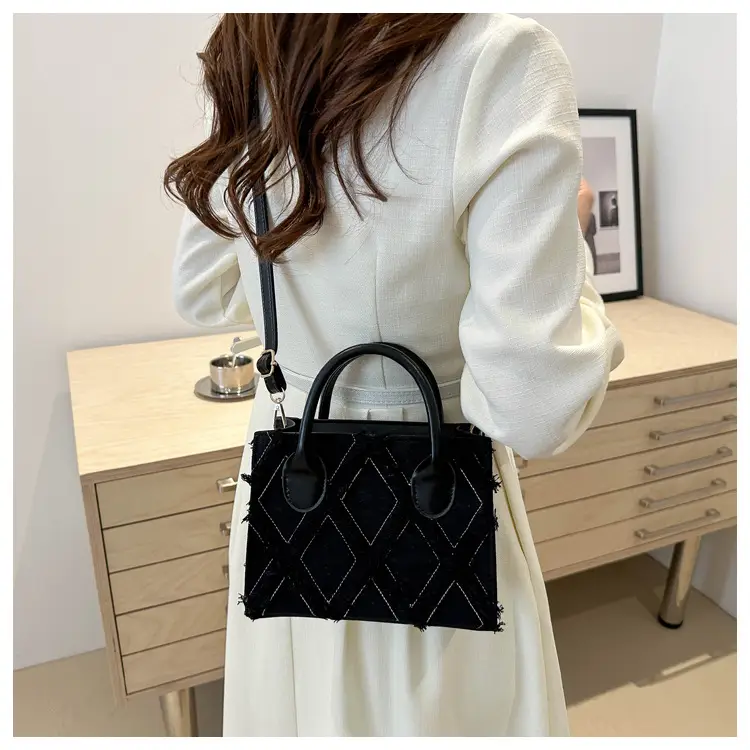 Women's White Embroidered Shoulder Bag with Zipper Closure — feature 35