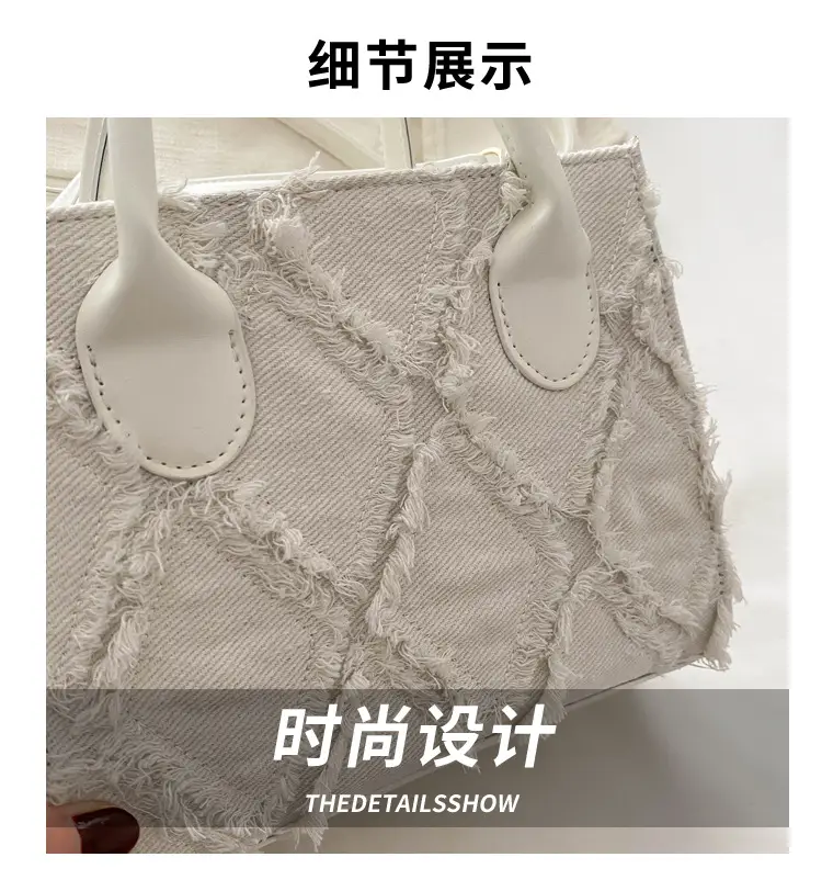 Women's White Embroidered Shoulder Bag with Zipper Closure — feature 4