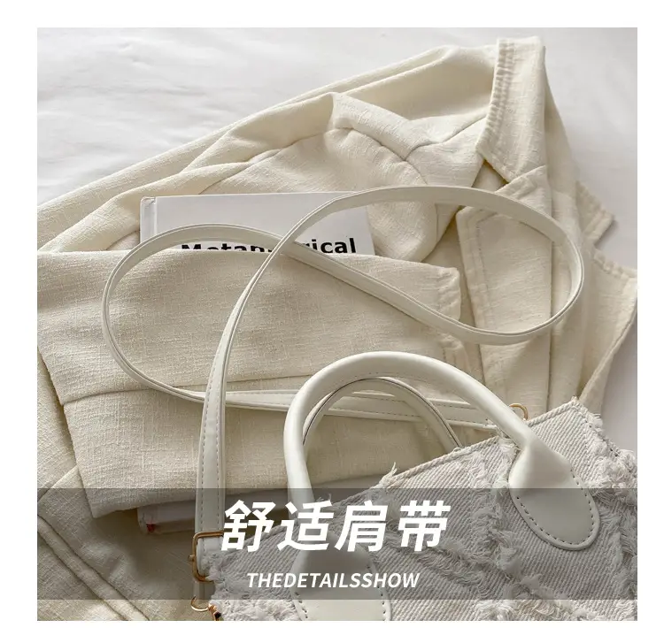 Women's White Embroidered Shoulder Bag with Zipper Closure — feature 7