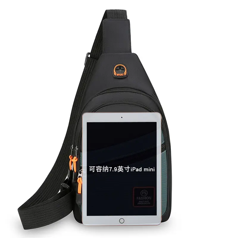 Men's Waterproof Crossbody Bag Black Oxford Cloth