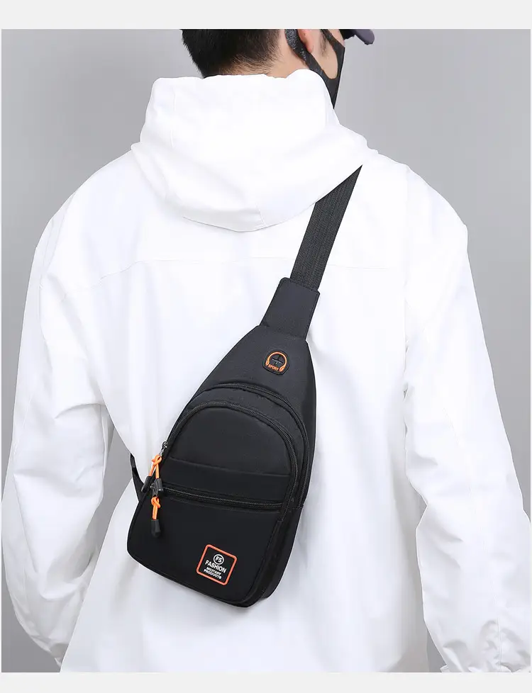 Men's Waterproof Crossbody Bag Black Oxford Cloth — feature 21