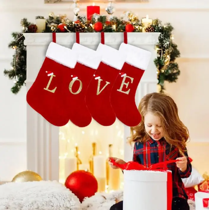 Red Knitted Christmas Stocking with Embroidered I — feature 1