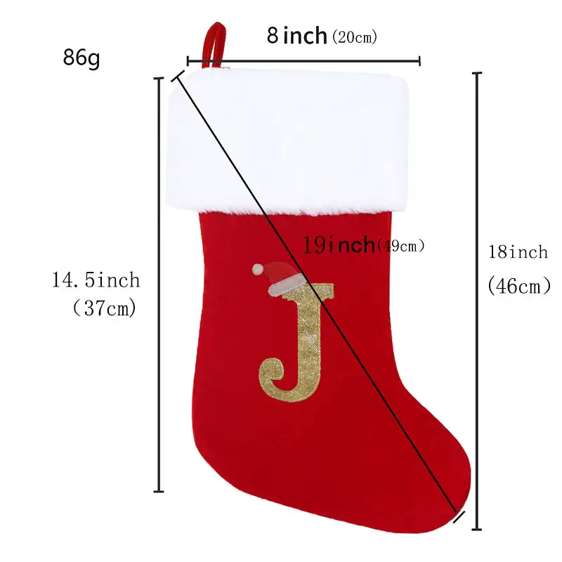 Red Knitted Christmas Stocking with Embroidered I — feature 2