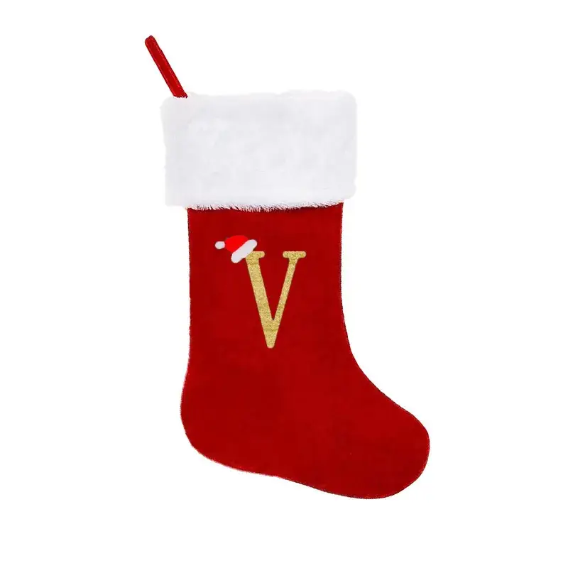 Red Knitted Christmas Stocking with Embroidered I - Image 23