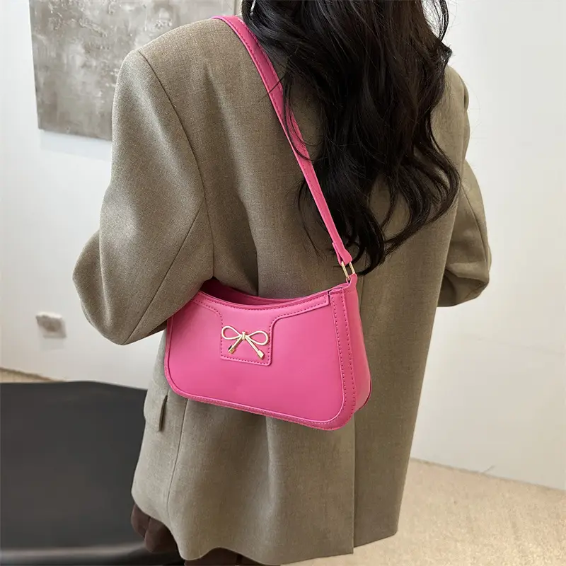 Pink Bow Shoulder Bag for Women 2025 Korean Style