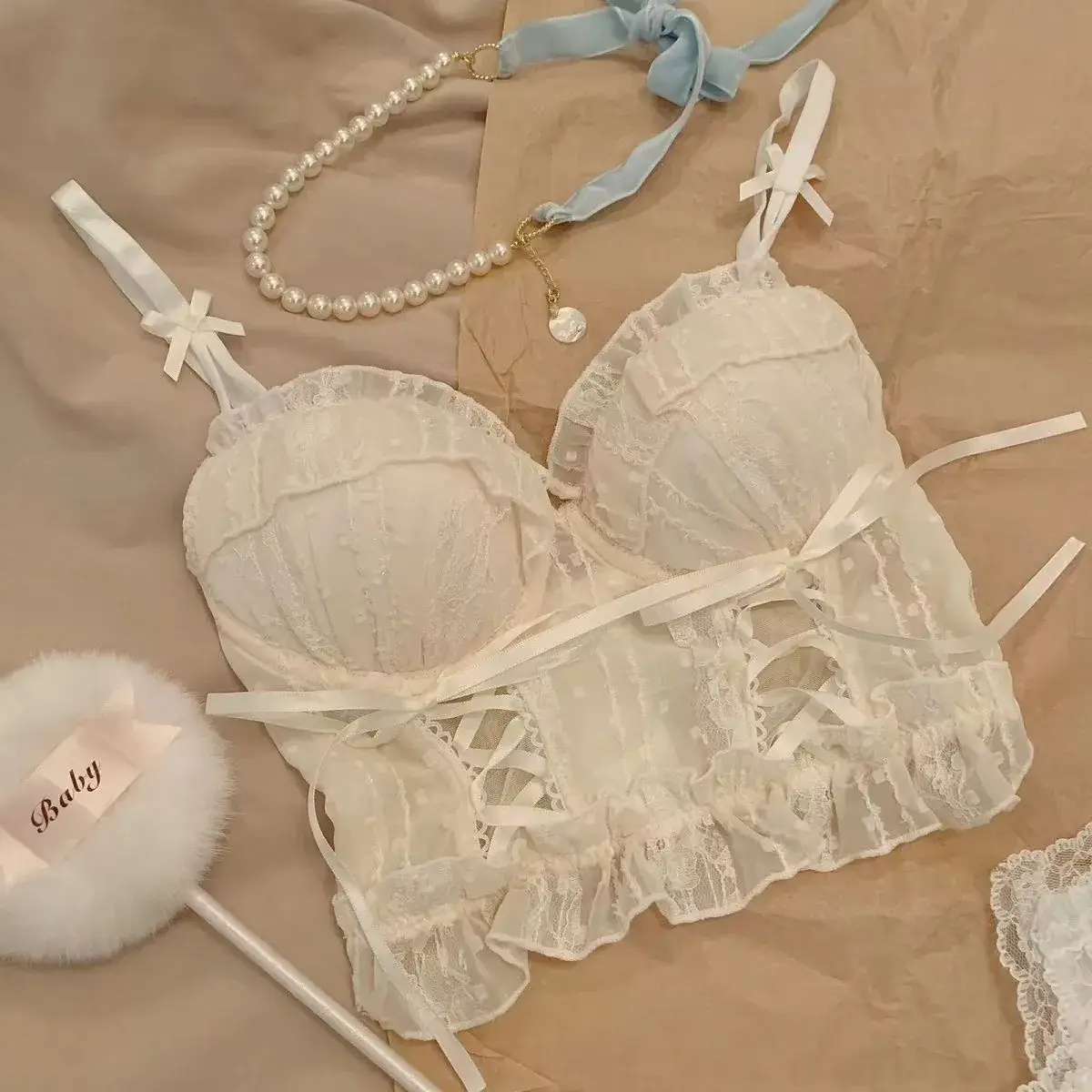 Vintage Lace-Up Bra Underwear Japanese Style - Image 6