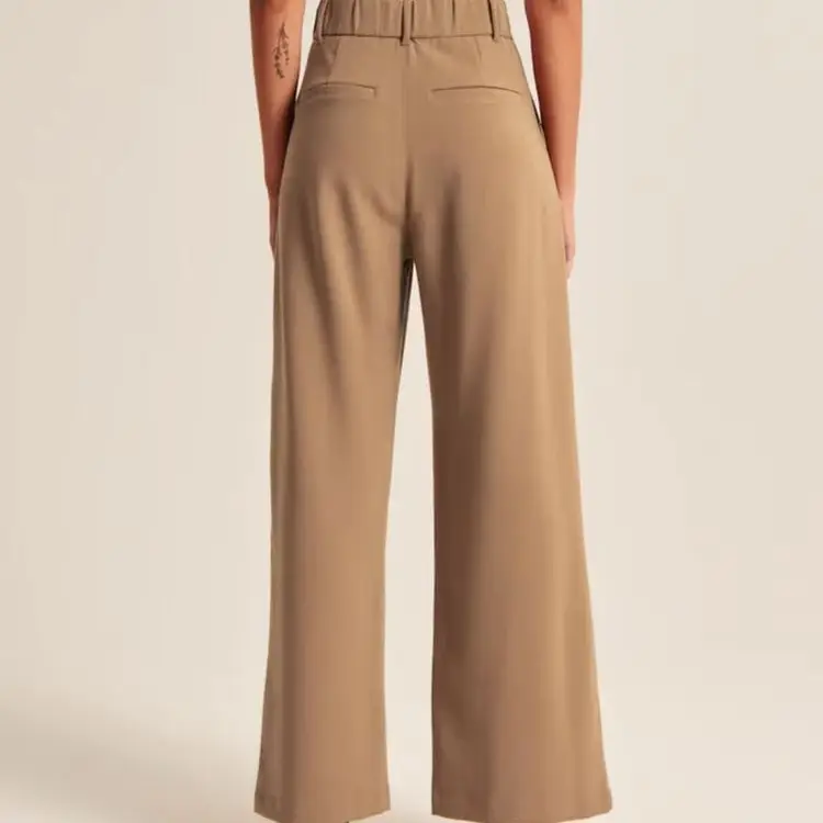 Women Wide Leg Pants Black High Waist Casual Set