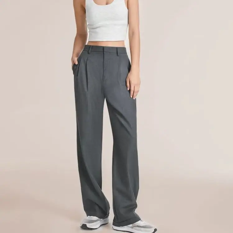 Women Wide Leg Pants Black High Waist Casual Set