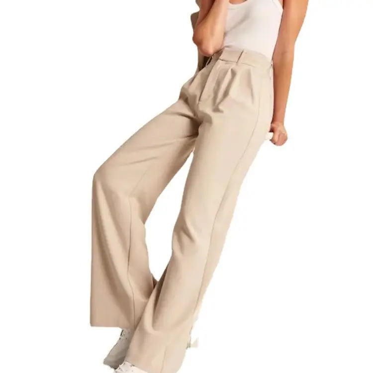Women Wide Leg Pants Black High Waist Casual Set
