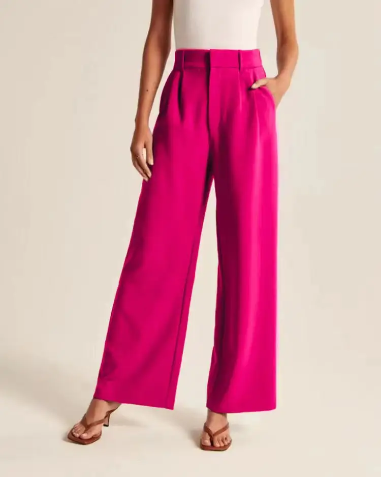 Women Wide Leg Pants Black High Waist Casual Set — feature 12