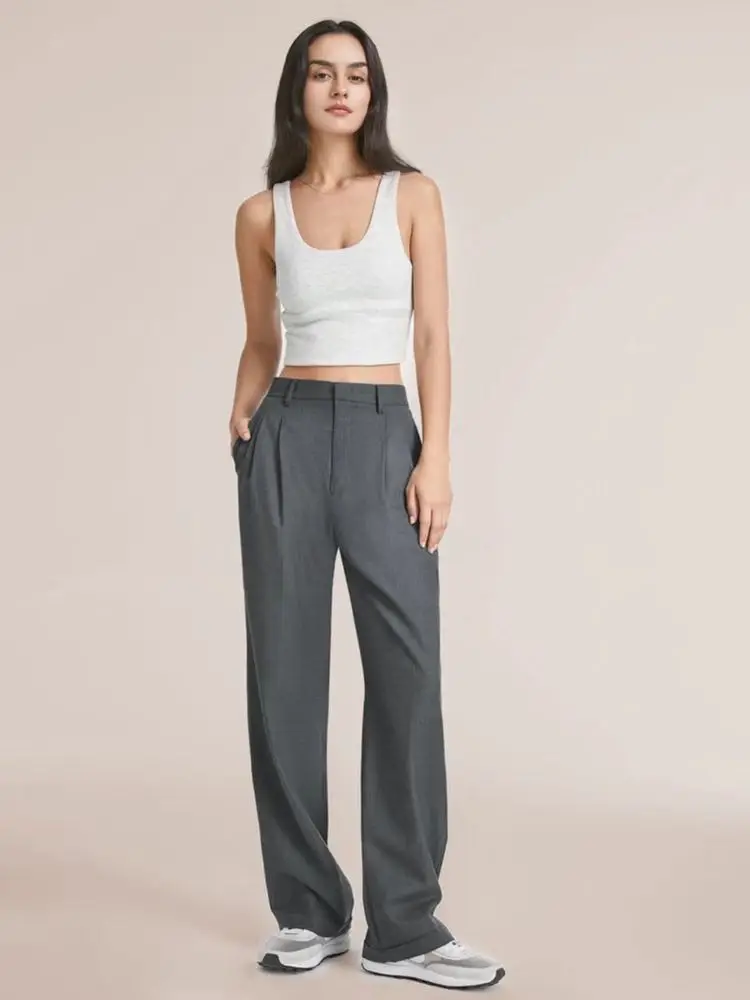 Women Wide Leg Pants Black High Waist Casual Set — feature 3