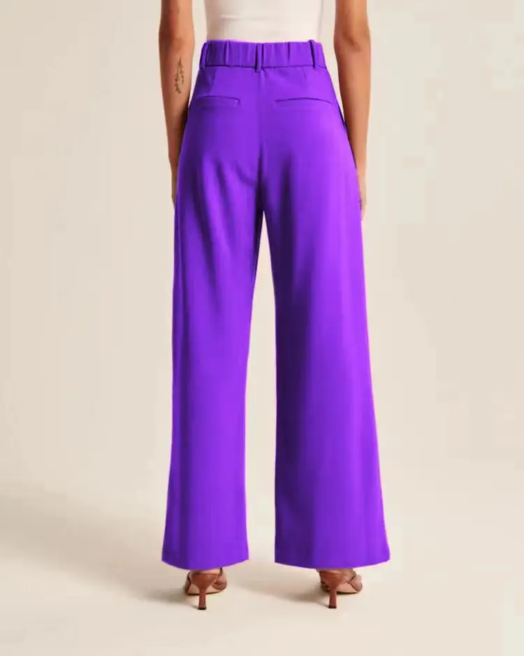 Women Wide Leg Pants Black High Waist Casual Set — feature 6