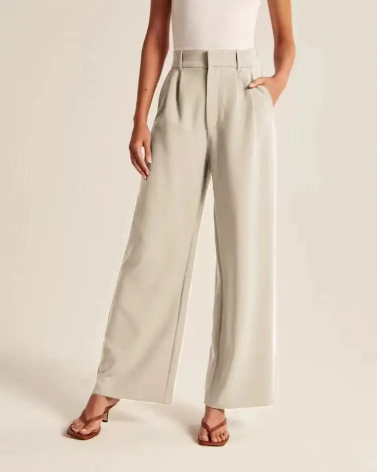 Women Wide Leg Pants Black High Waist Casual Set