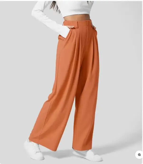 Women Wide Leg Pants Black High Waist Casual Set