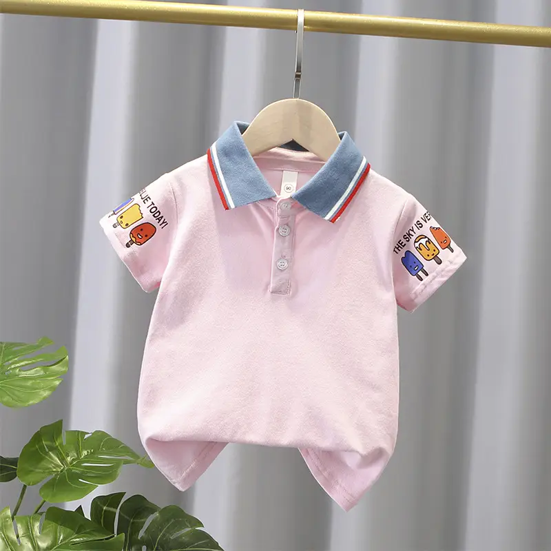 Boys Pure Cotton Polo Shirt Pink 2025 - Image 3