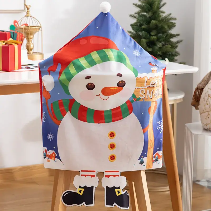 New Cross-Country Christmas Chair Cover with Snowman Design - Image 12