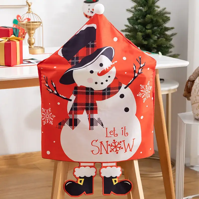 New Cross-Country Christmas Chair Cover with Snowman Design - Image 9
