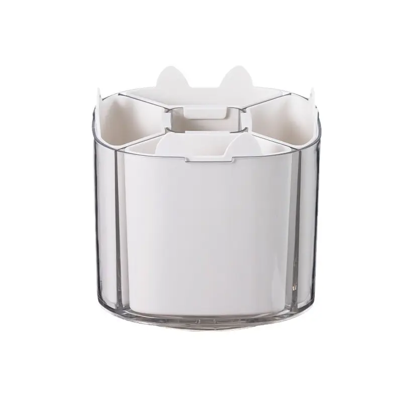 Rotating Makeup Brush Holder with Cat Design