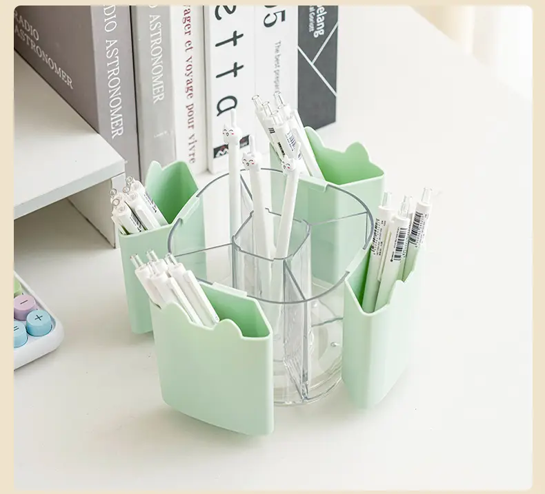 Rotating Makeup Brush Holder with Cat Design — feature 12