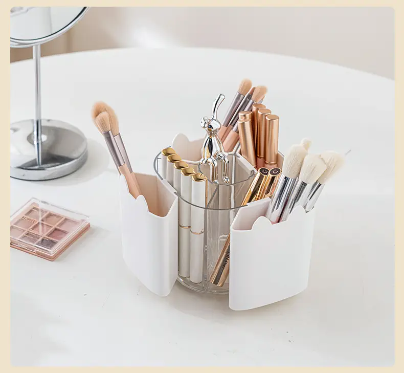 Rotating Makeup Brush Holder with Cat Design — feature 13