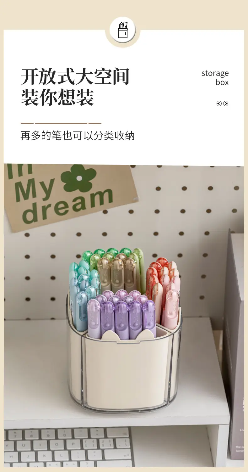 Rotating Makeup Brush Holder with Cat Design — feature 3