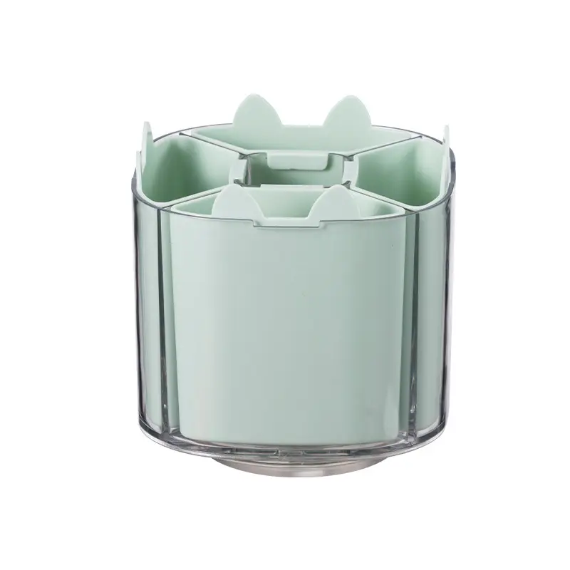 Rotating Makeup Brush Holder with Cat Design