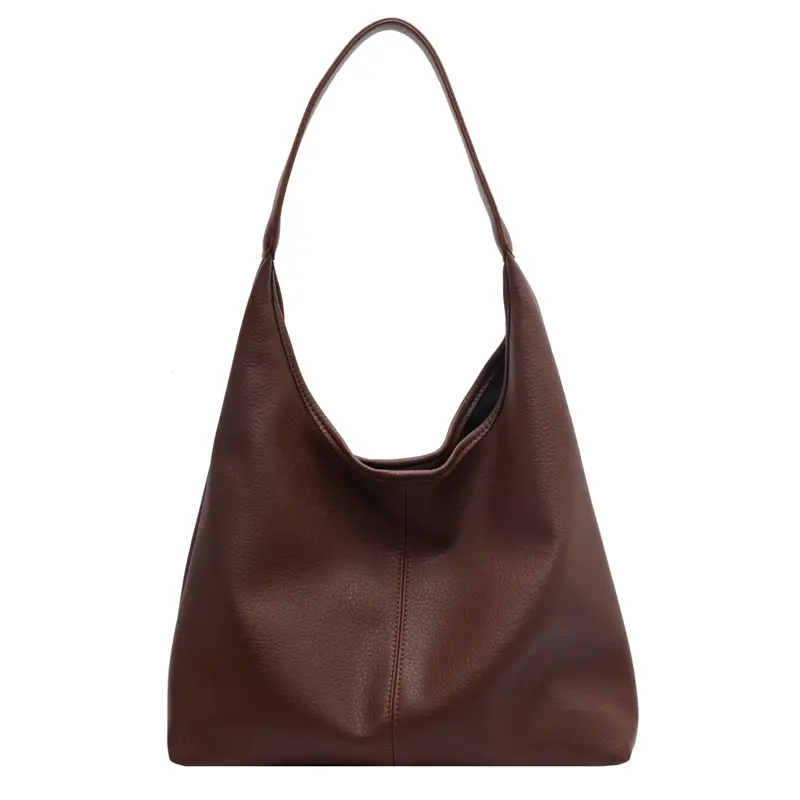 Brown Large Capacity Leather Shoulder Bag for Women - Image 2