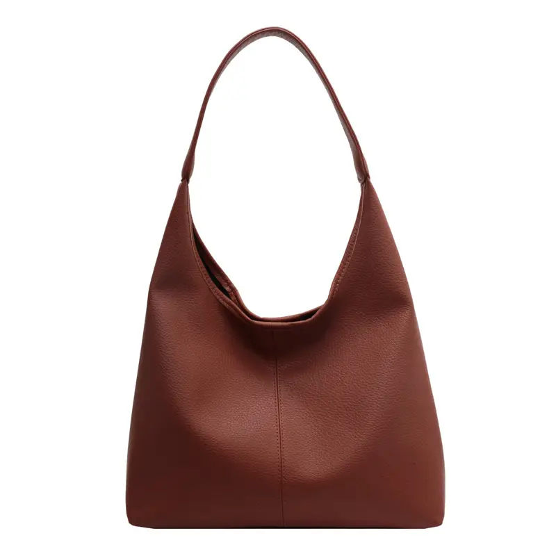 Brown Large Capacity Leather Shoulder Bag for Women - Image 3