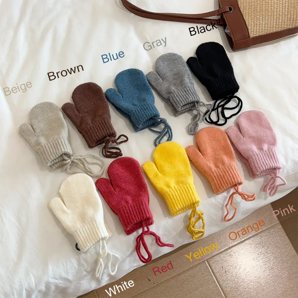 South Korea Ins Style Children's Warm Gloves Winter Cold-proof Finger Cover for Boys and Girls Baby Cycling Snow 1-4