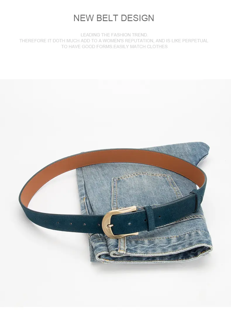 Frosted Velvet Belt Women's Trendy Pin Buckle Belt — feature 13