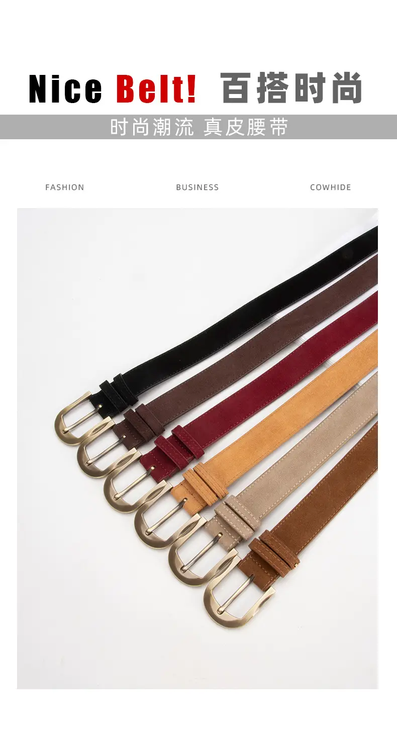 Frosted Velvet Belt Women's Trendy Pin Buckle Belt — feature 3